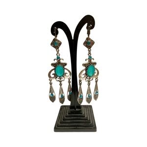 Turquoise and Silver Dangle Earrings